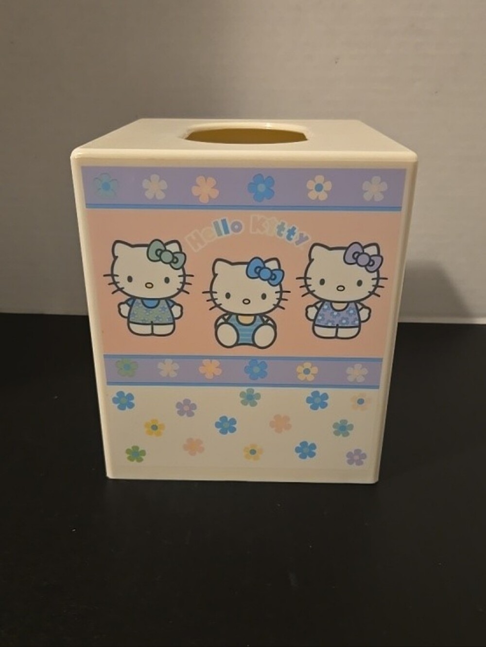 Hello Kitty Tissue Cover Box Holder Plastic Cube Vintage Sanrio